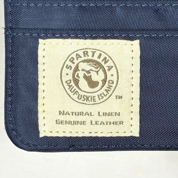 Spartina 449 Martinangel Snap Wallet Linen & Leather Lime Green Navy Blue NWT - Picture 5 of 9